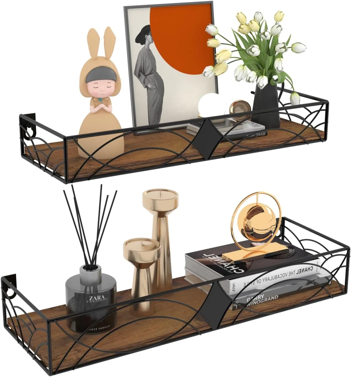 Lot de 2 Etagères Flottantes Murale rustique en bois pour la Cuisine,