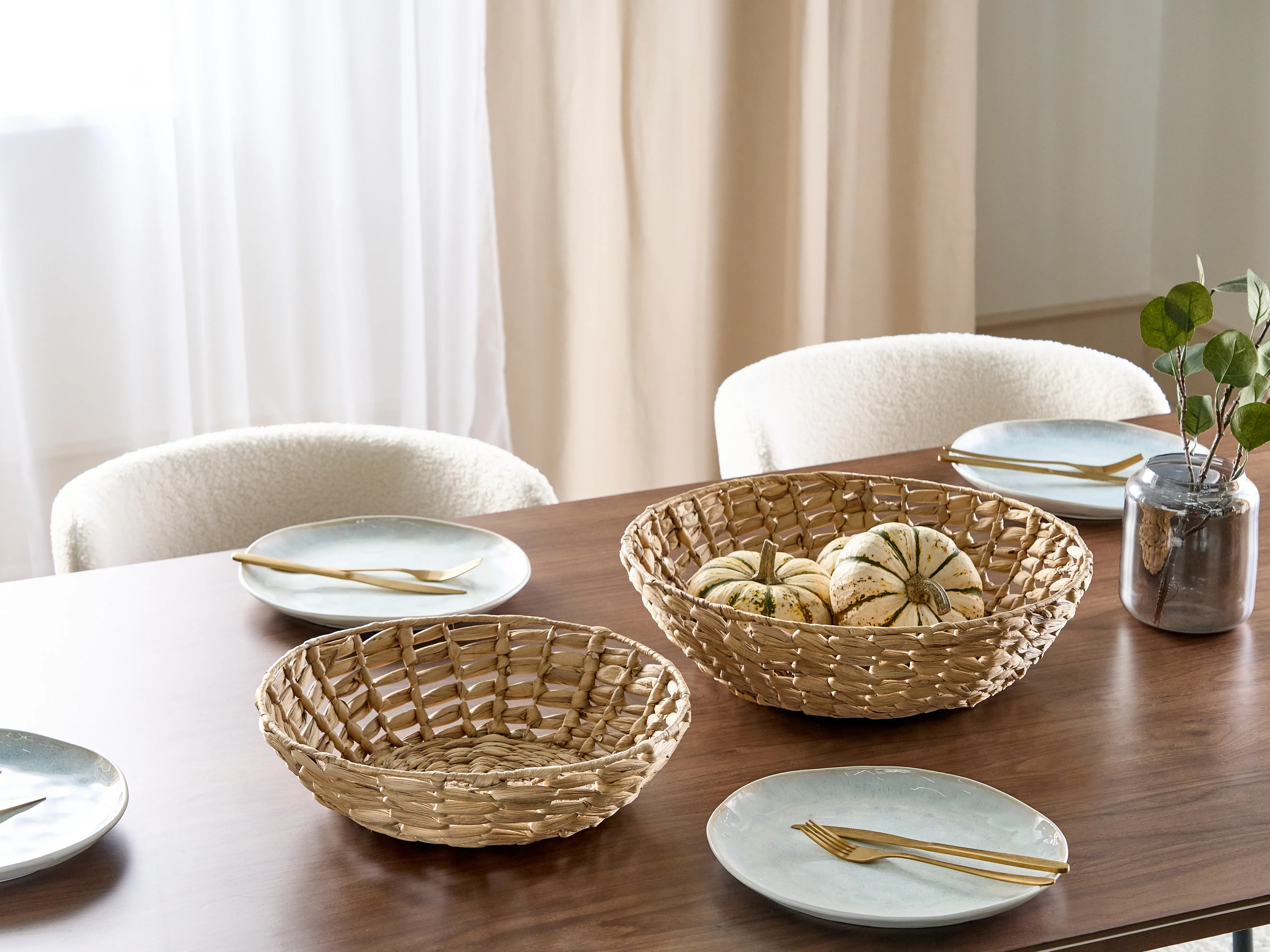 Set van 2 decoratieve schalen DALAT Wicker Natuurlijk