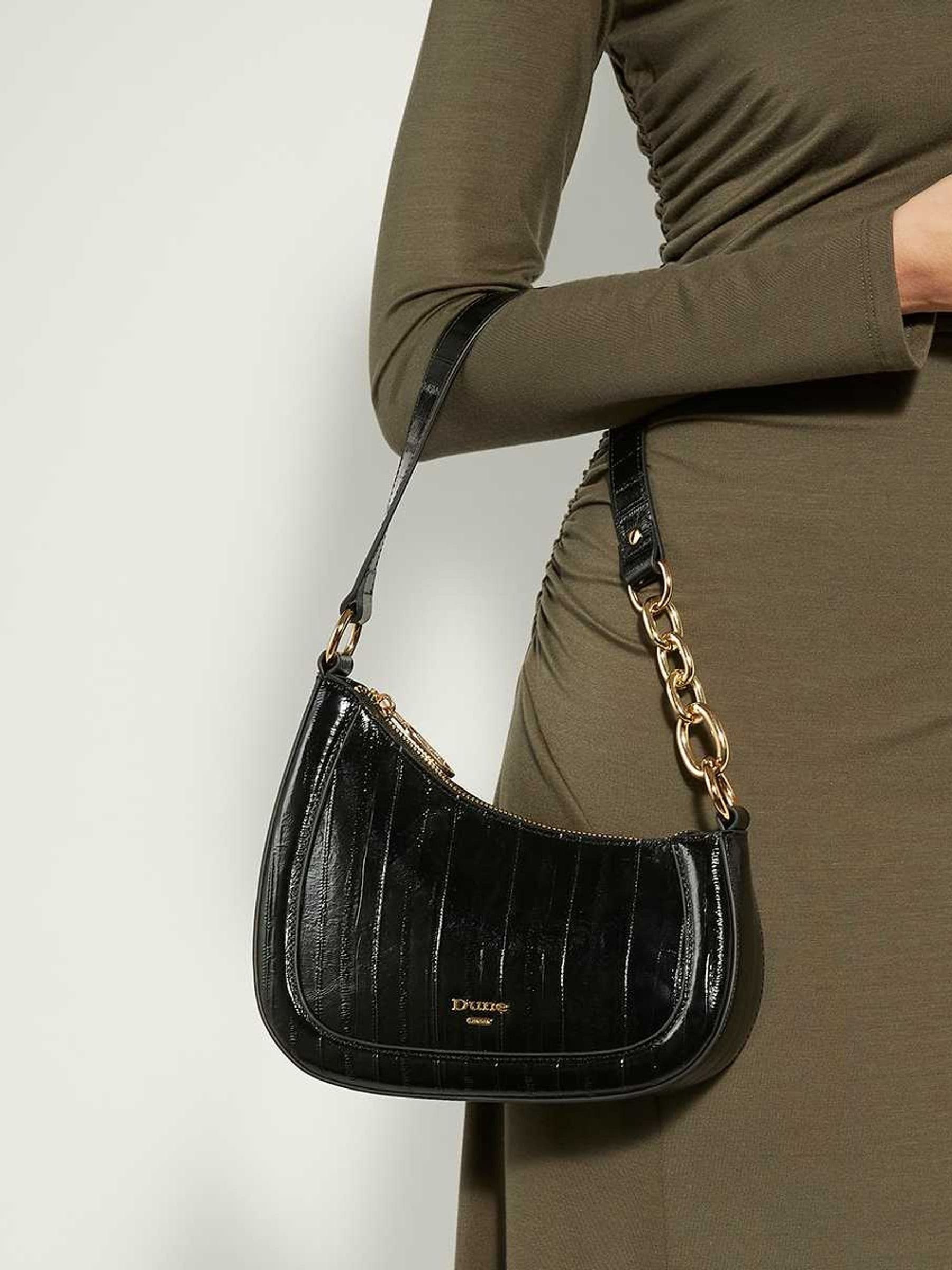 Jet black - Dune London Direction Small nette schoudertas met ronde hals