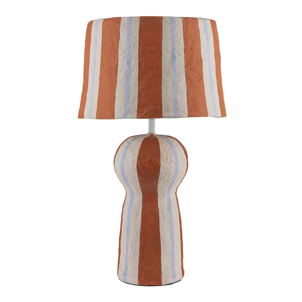 Bahne Interior  Lampe m. striber, Brun/lilla - H51 cm.