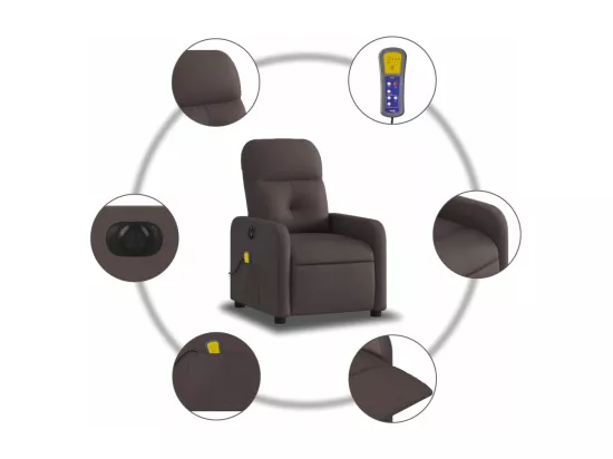 Fauteuil massant inclinable électrique Marron foncé Tissu