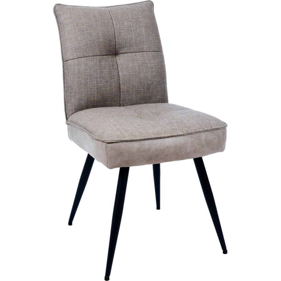 Polsterstuhl Lukas Kunstlederoptik/Stoff beige, 4-Fuss Gestell Metall schwarz