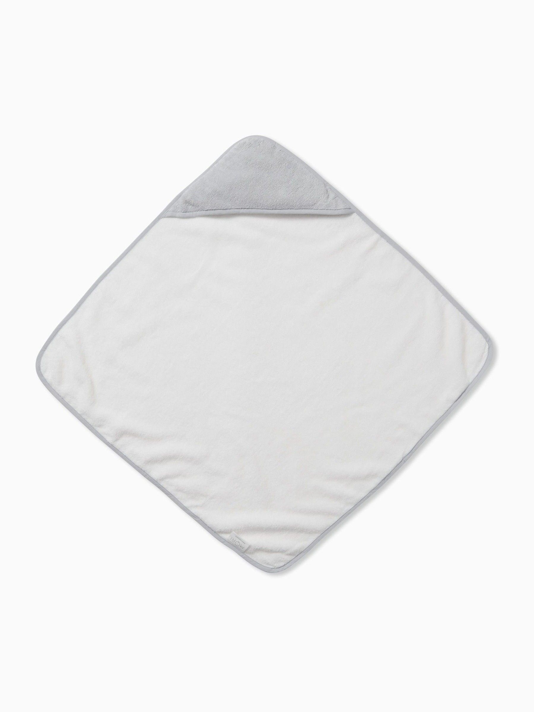 Wit/Grijs - MORI superzachte babyhanddoek met capuchon van katoen