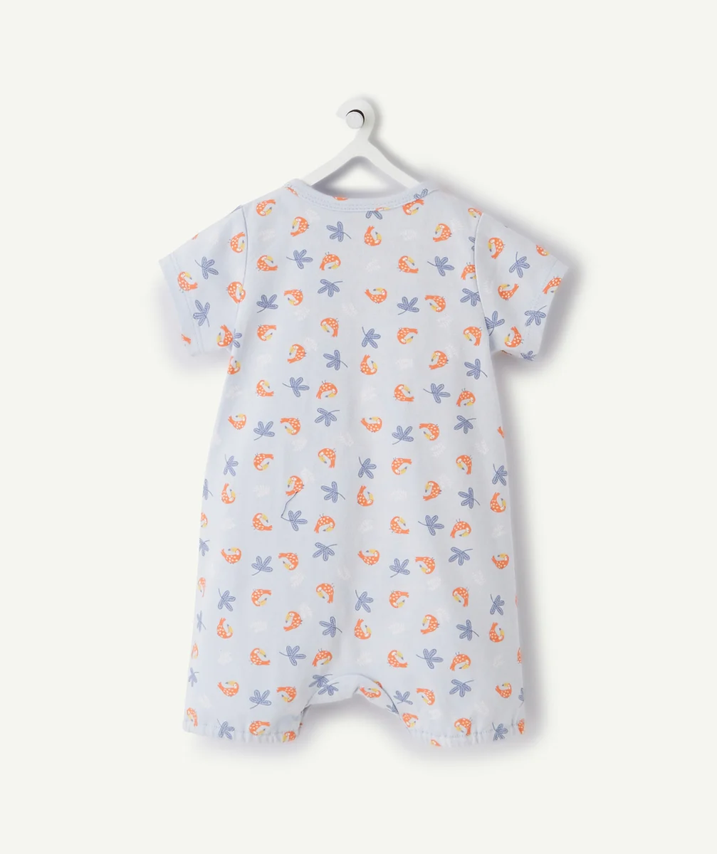 LE DORS BIEN SHORT BLEU IMPRIMÉ OISEAU EN COTON BIOLOGIQUE