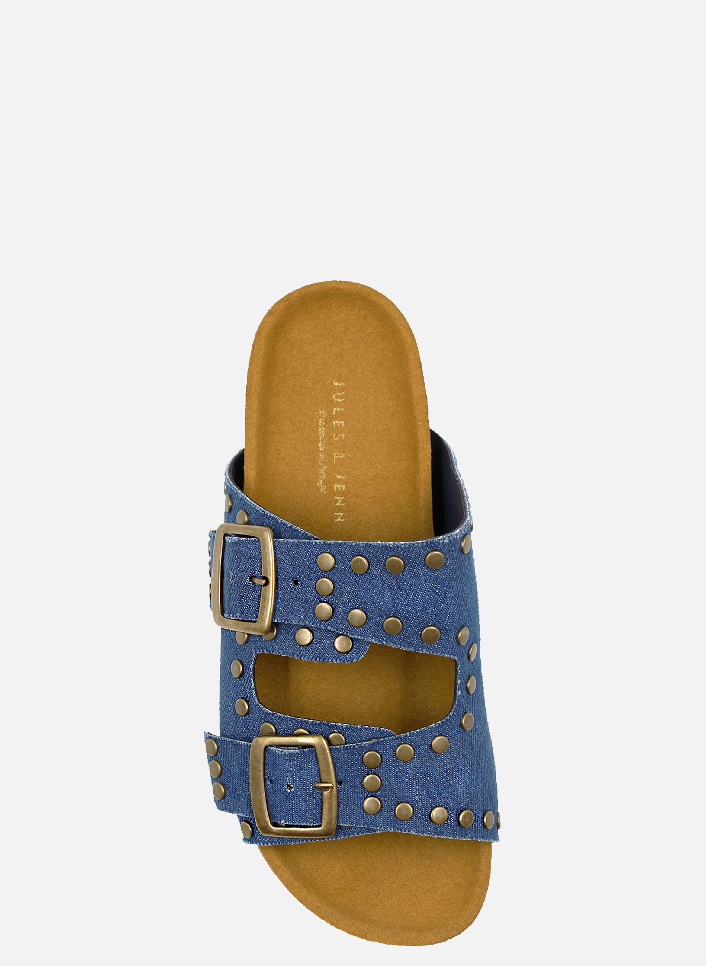 Mules liège clous denim | Bleu