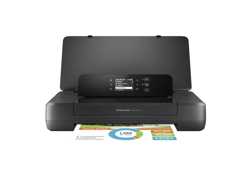HP Officejet 200 Mobile Printer - Printer - farve - blækprinter - A4/Legal - 1200 x 1200 dpi - op til 20 spm (mono) / op til 19 spm (farve) - kapacitet: 50 ark - USB 2.0, USB vært, Wi-Fi