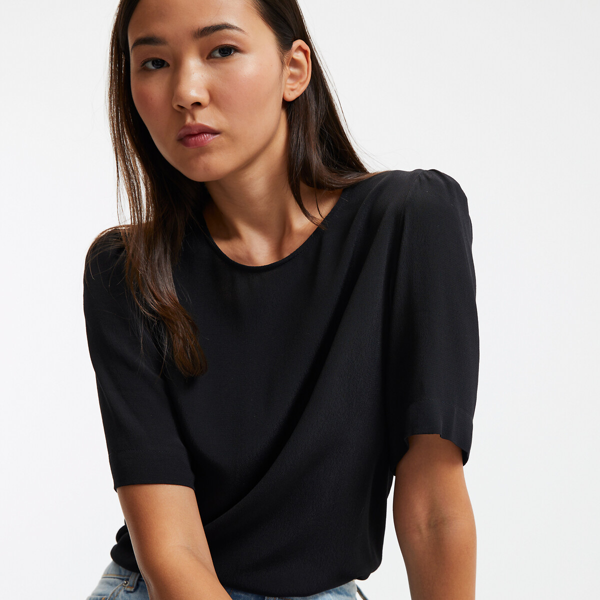 COLEÇÕES LA REDOUTE<br>Blusa de gola redonda