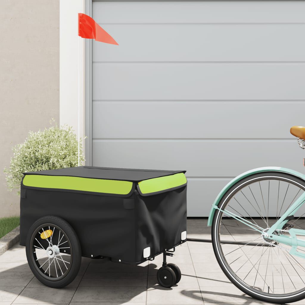 vidaXL Fietskar, zwart en groen, 45 kg, ijzer