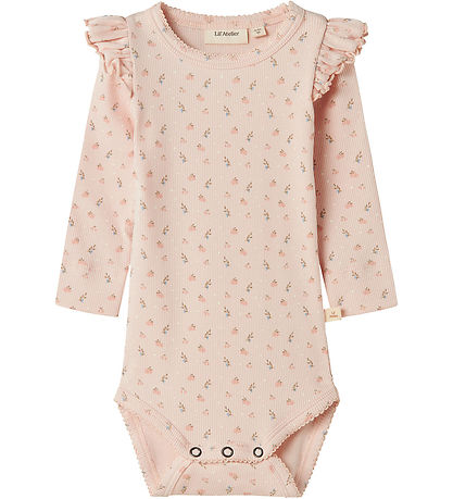 Lil' Atelier Body l/ä - Rib - NbfGago - Peach Blush m. Blumen