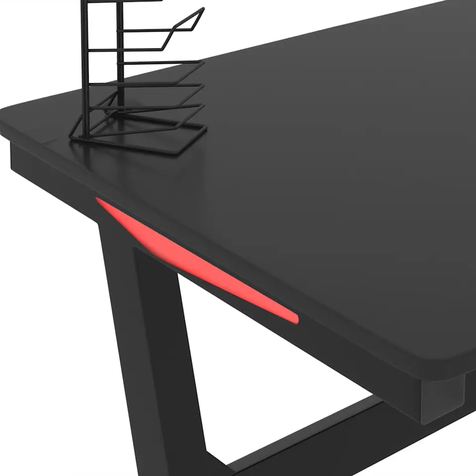 vidaXL - Led-gamingbureau - Zwart - Bewerkt hout - 90 x 60 x 75 cm