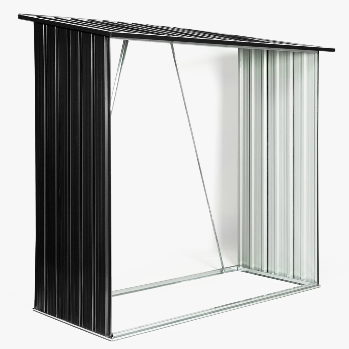 Abri de stockage 2 m³  gris en acier galvanisé pour bûches