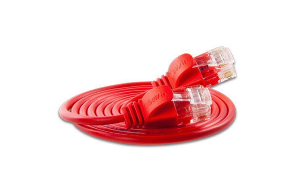 Slimpatchkabel RJ-45 - RJ-45, Cat 6, UTP, 3 m, RotLightpatchkabel rund, ungeschirmtes Twisted-Pair-Kabel (U/UTP) mit Klinkenschutz