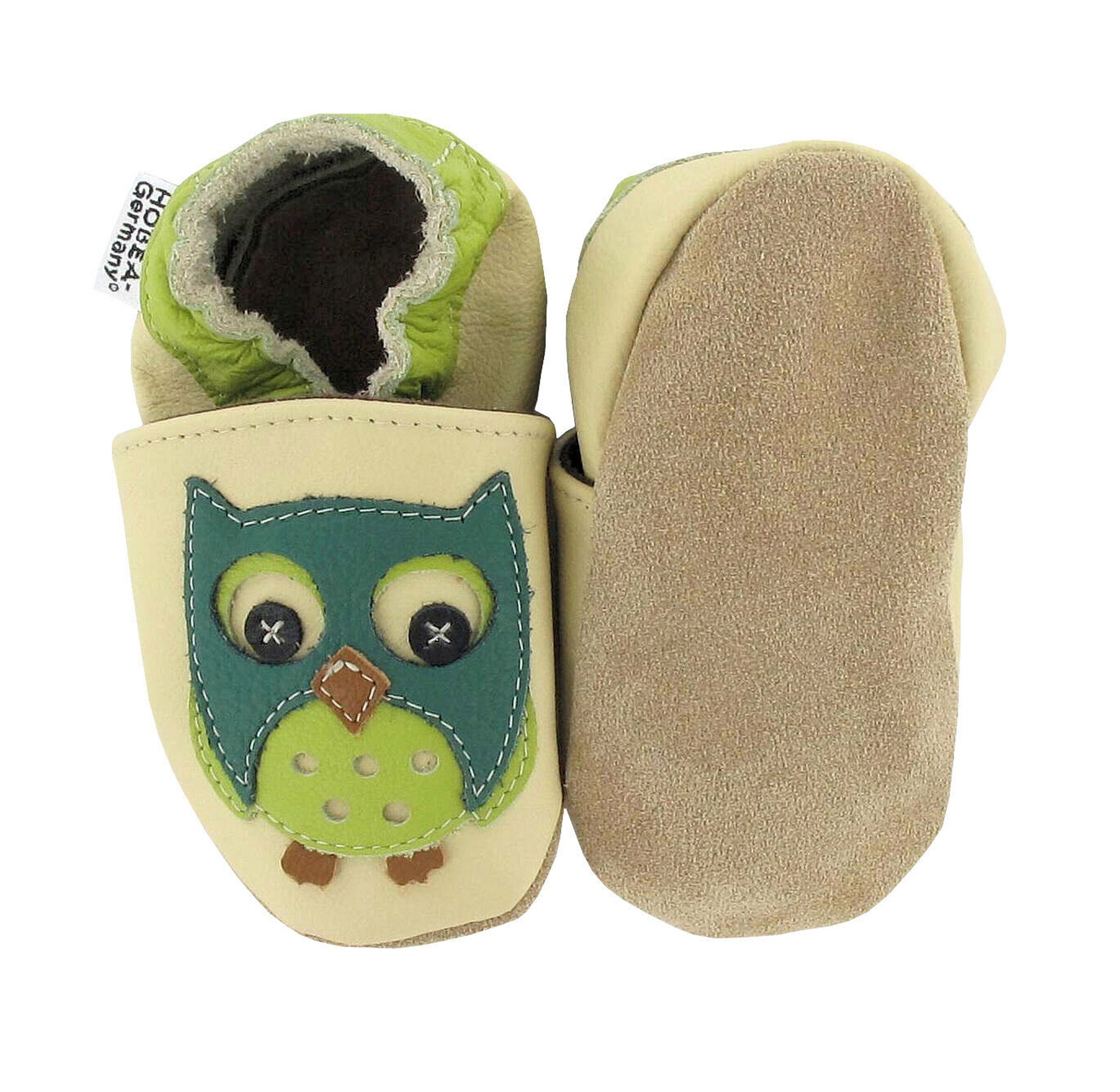 HOBEA-Germany Krabbelschuhe Eule grün
