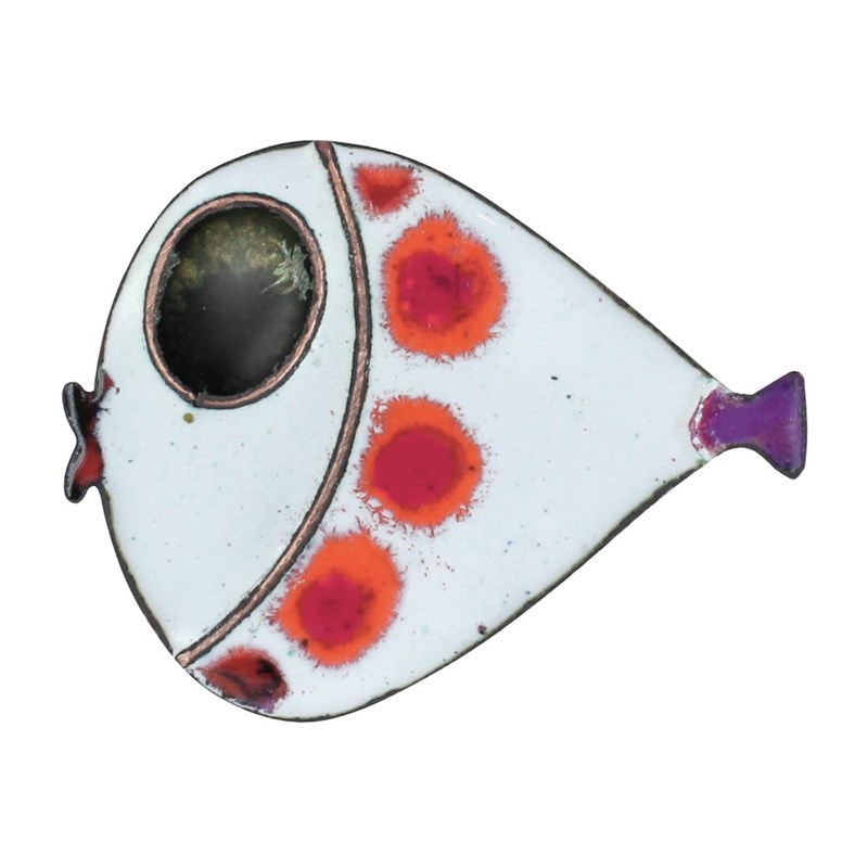 Broche Poisson Émaillée Blanc