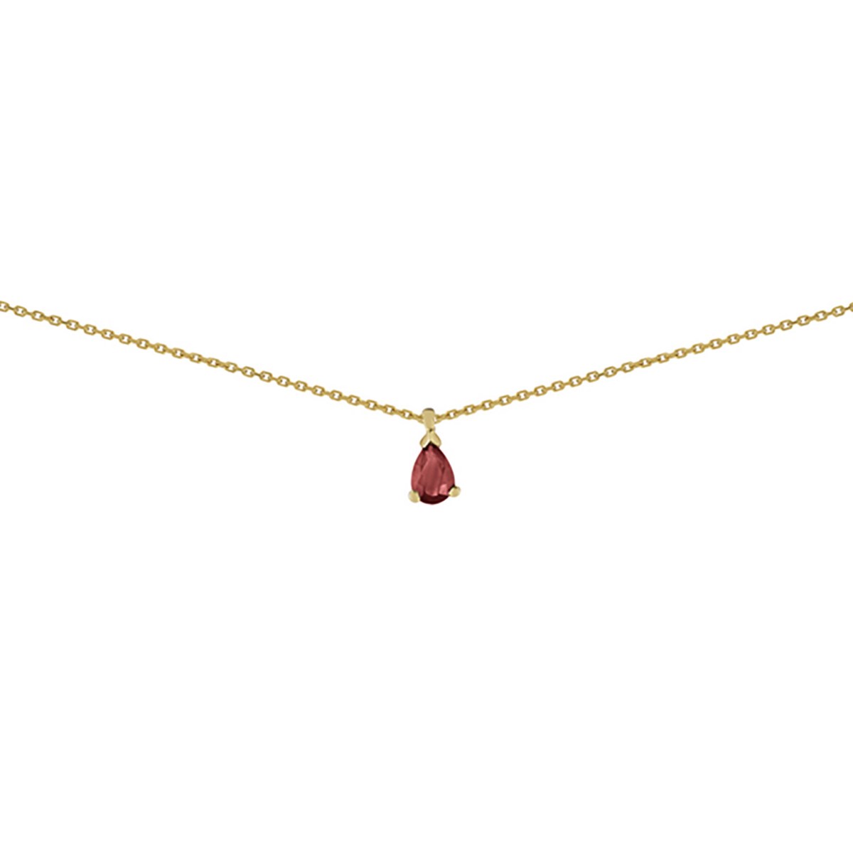 Collier Brillaxis or rubis poire 6x4mm