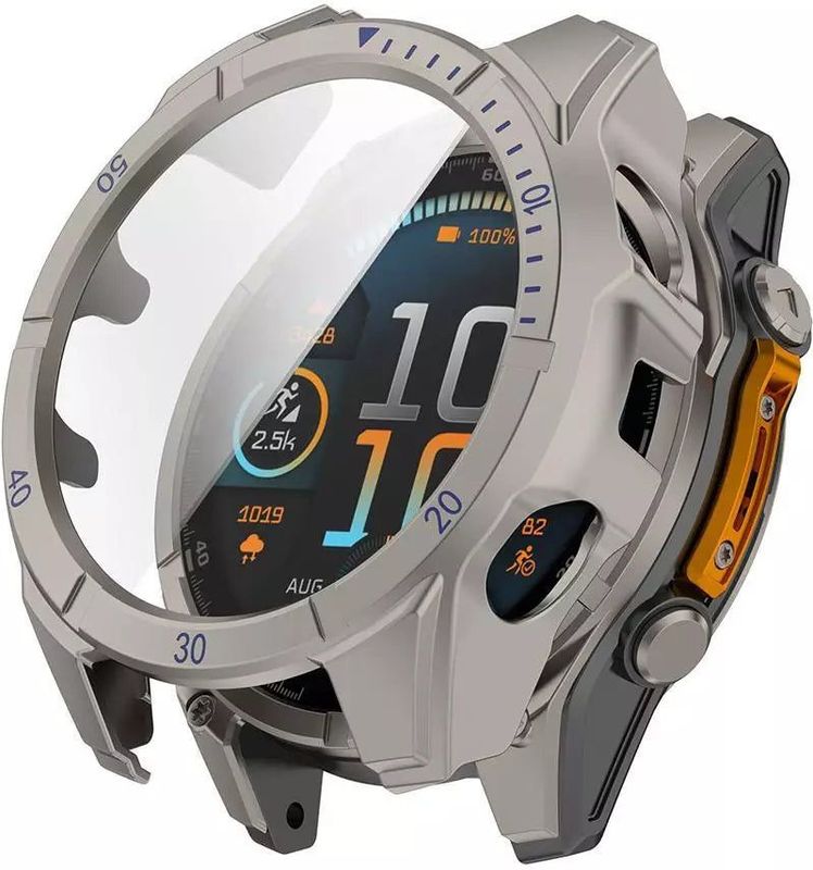 Garmin Fenix 8 - 51mm AMOLED hard case met glas (titanium/blauw)
