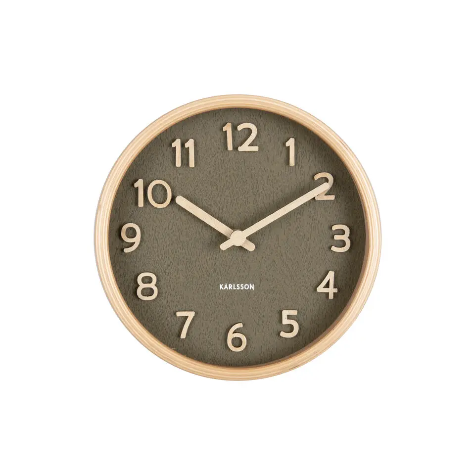 Karlsson - Tafelklok Pure Wood Grain - Mosgroen