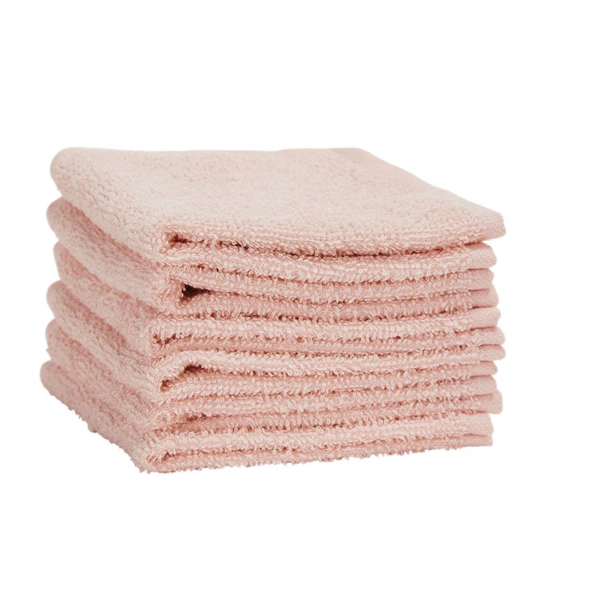 Lot de 6 débarbouillettes éponge 25 x 25 cm - Rose