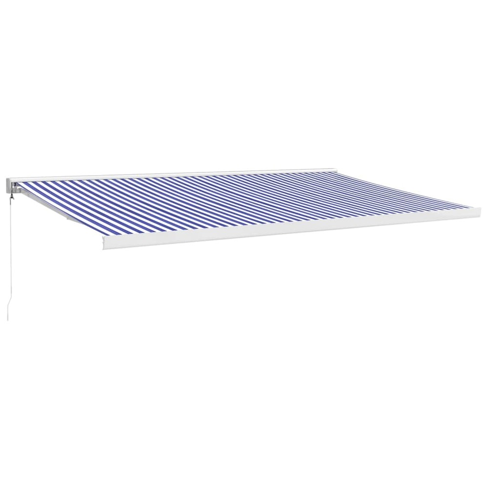 Auvent rétractable bleu et blanc 5x3 m tissu et aluminium