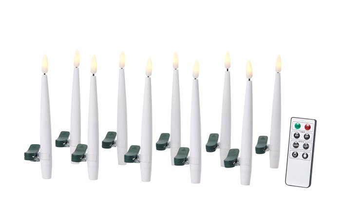 Juletræslys LED med clips 10 stk. H15,8 cm