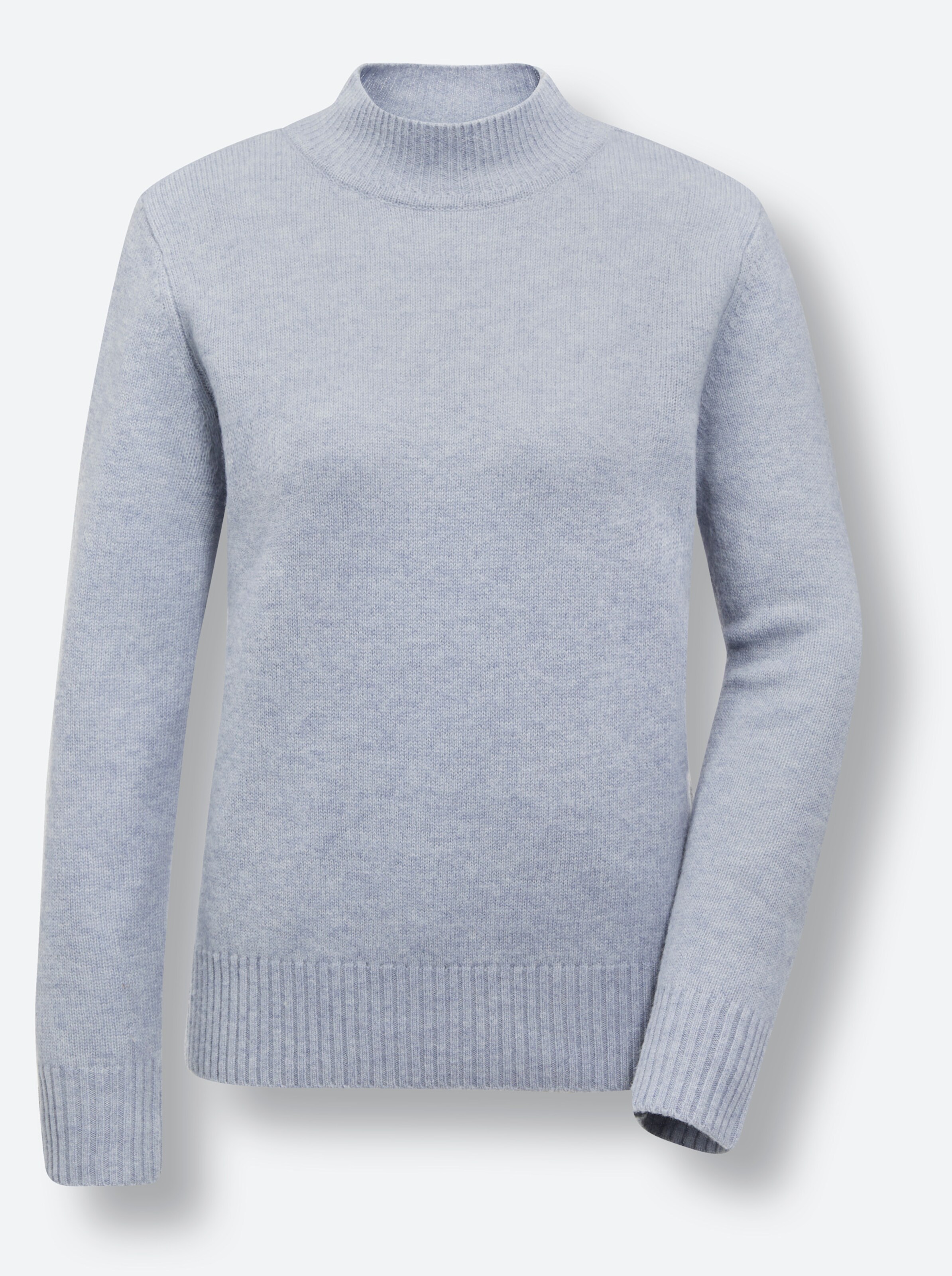 CREATION L PREMIUM Merino-Kaschmir-Pullover in bleu-meliert