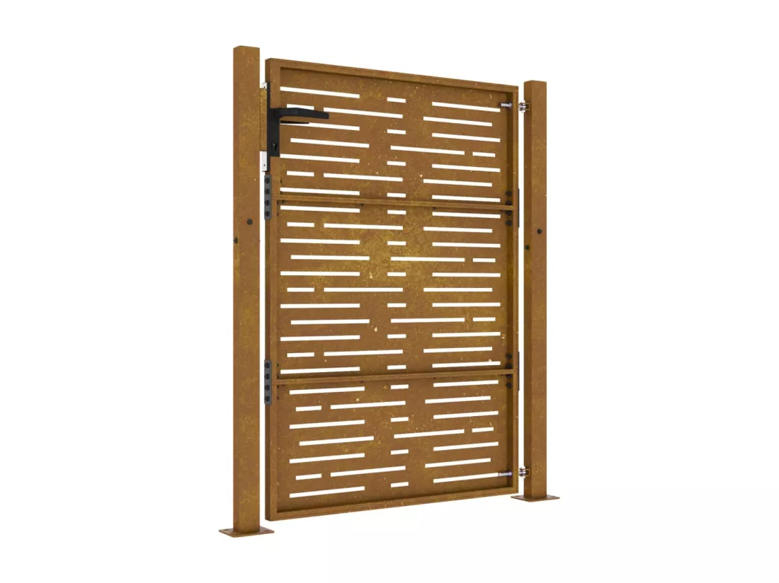 Portail de jardin 105x130 cm acier corten conception de carré