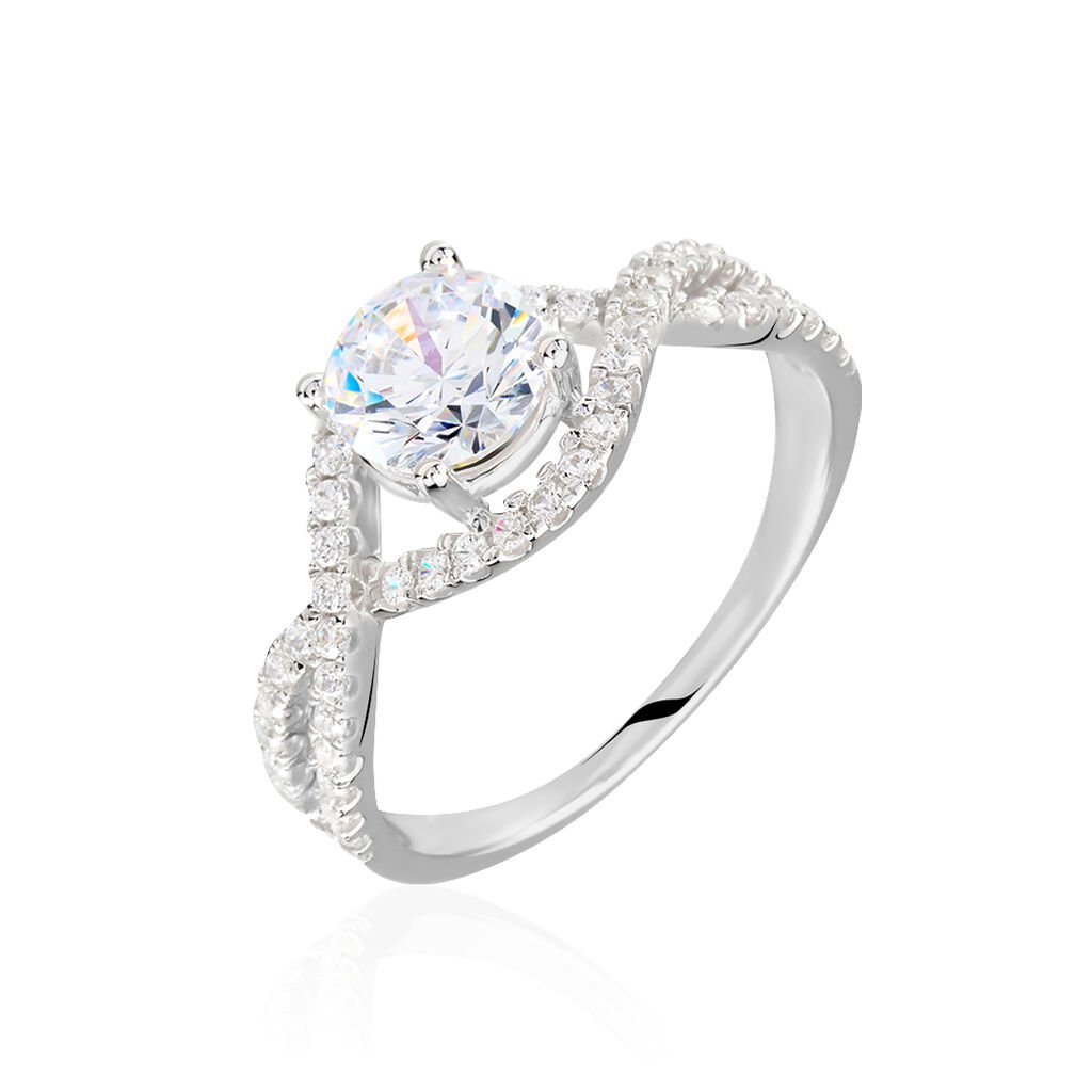 Bague Solitaire Anette Or Blanc Oxyde De Zirconium
