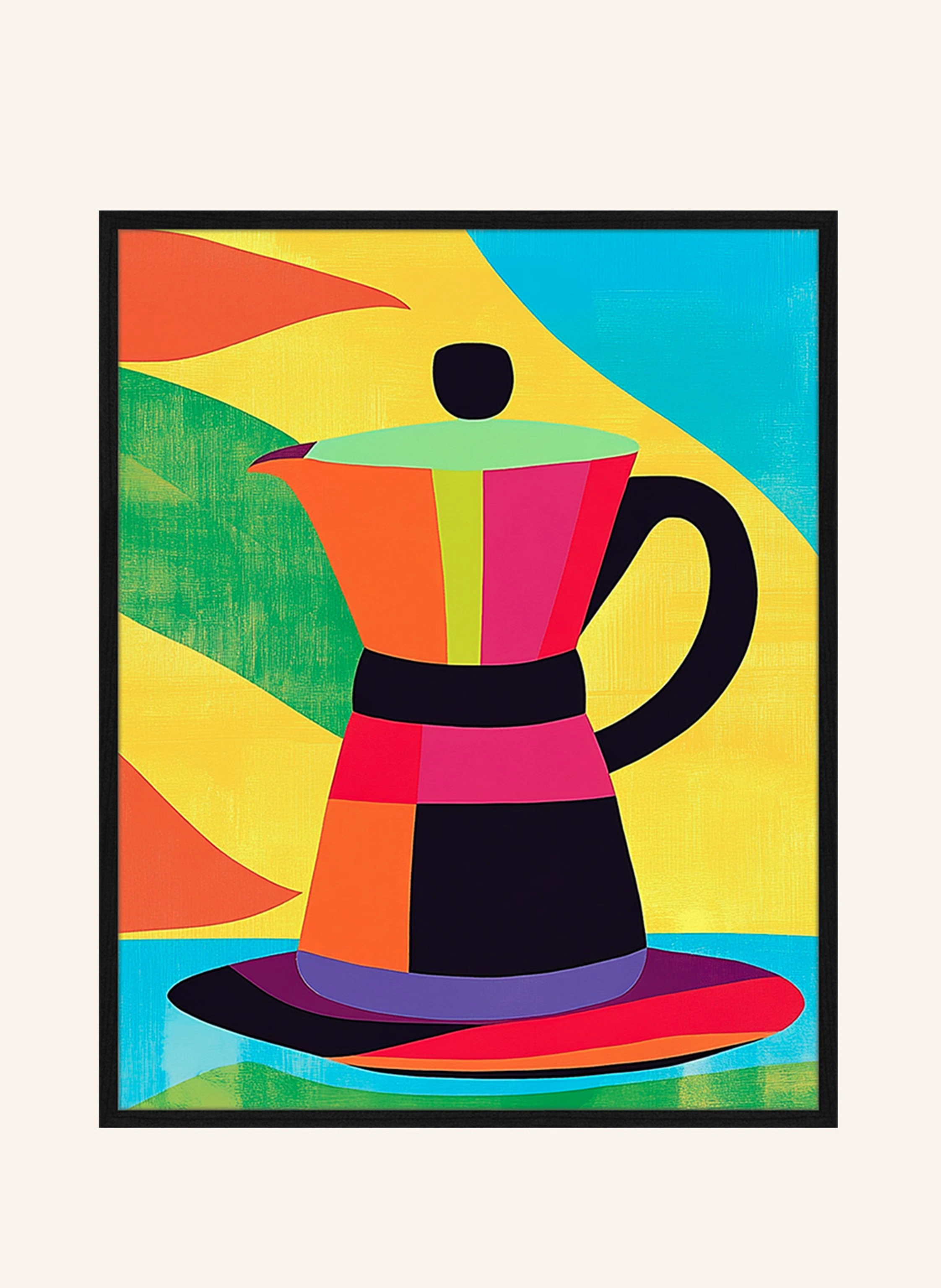 Liv Corday Wandbild FARBENFROHE RETRO-KAFFEEMASCHINE mit Rahmen