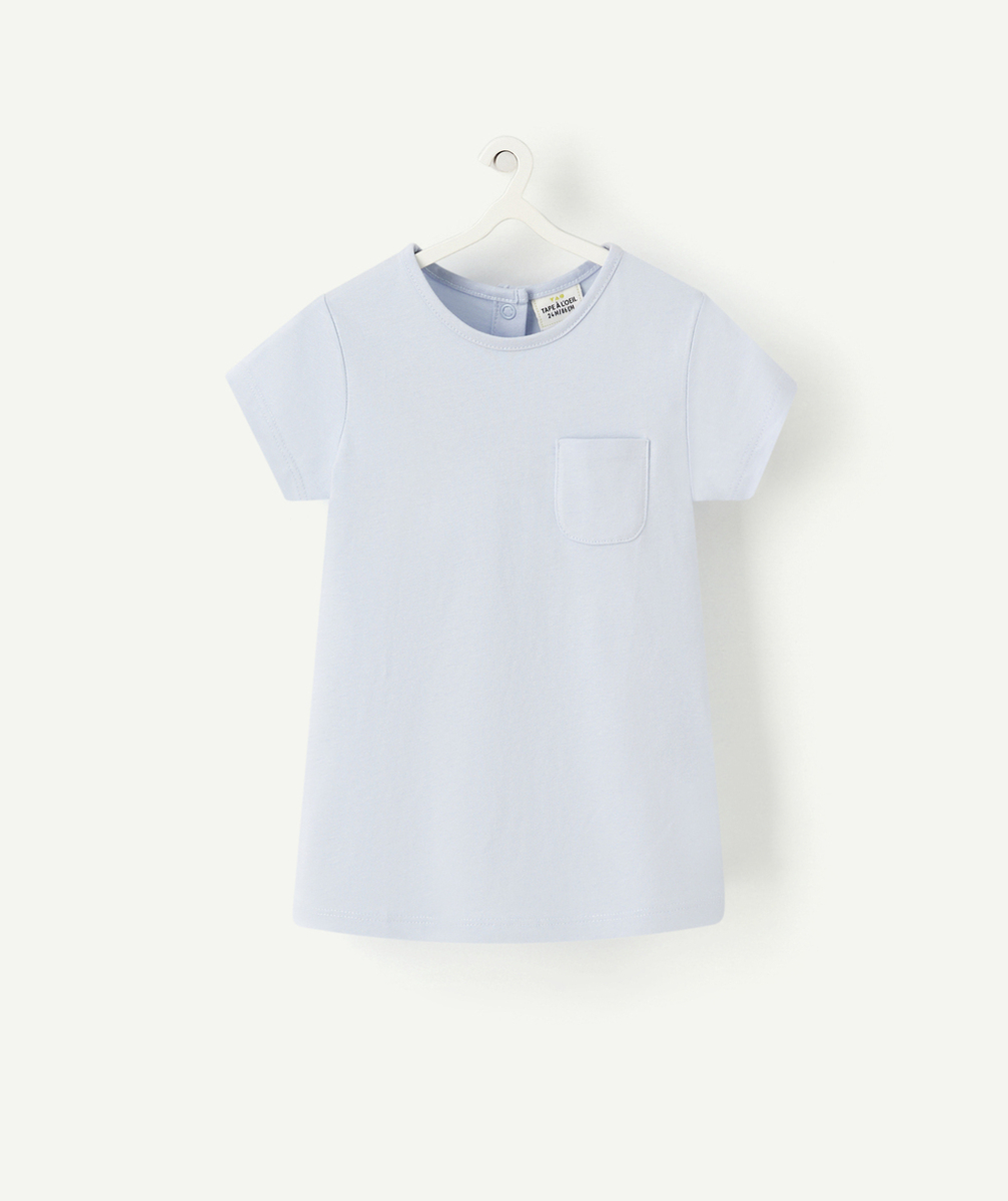 T-SHIRT BÉBÉ FILLE EN COTON BIO BLEU PÂLE