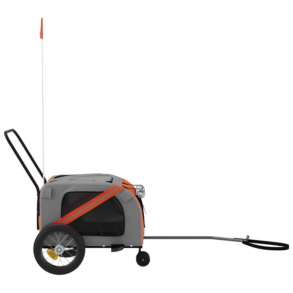 Remorque de vélo pour animaux de compagnie orange et noir