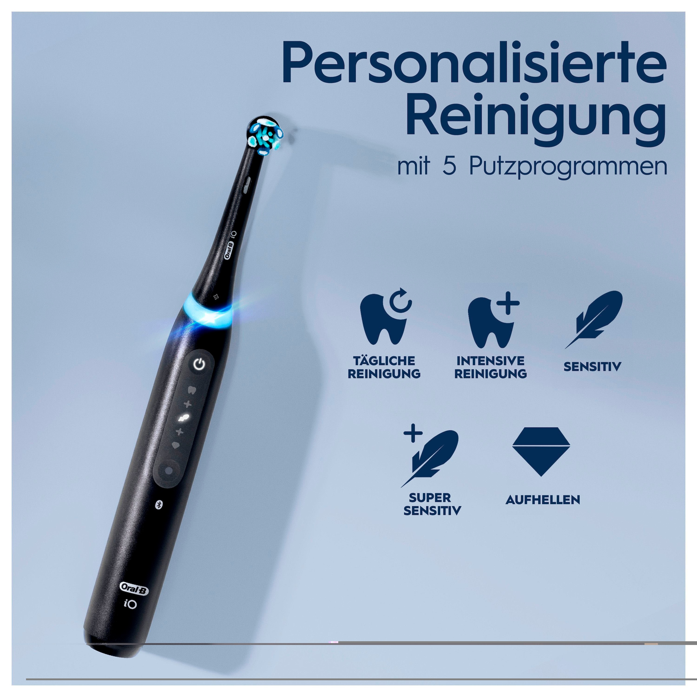 Oral-B Elektrische Zahnbürste »iO 5 Duopack« 2 Stk. Aufsteckbürsten mit Magnet-Technologie, LED-Anzeige, 5 Putzmodi, Reiseetui