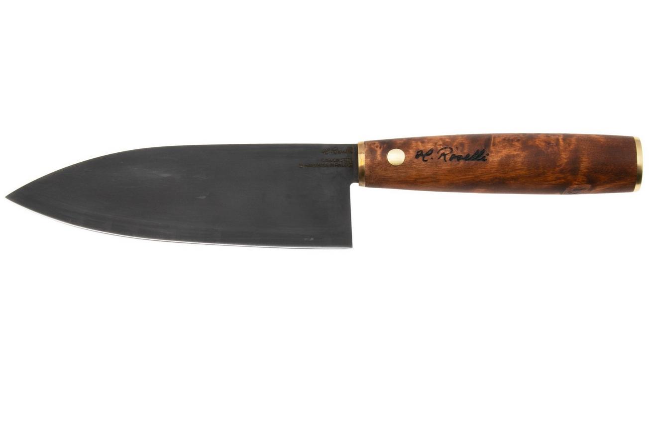 Roselli Santoku Knife R760D Carbon Steel, Stained Curly Birch, santoku, 16 cm