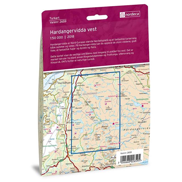 Turkart, Hardangervidda Vest<br>Målestokk 1:50 000