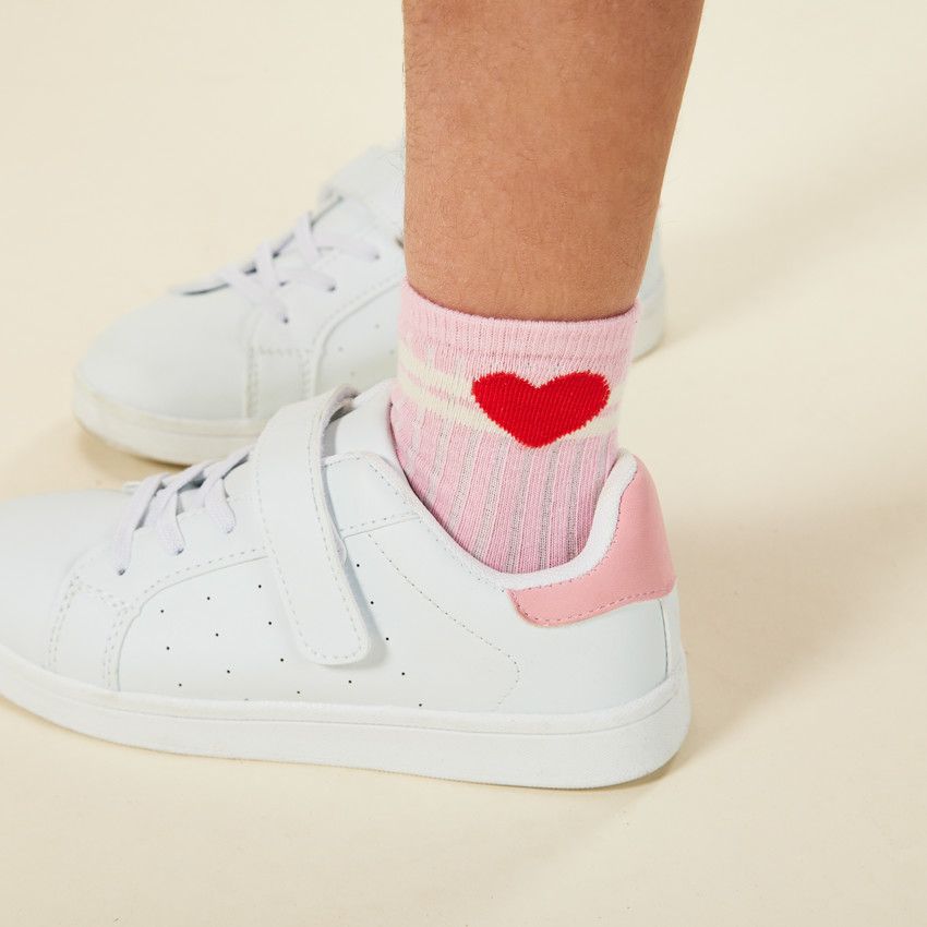 Lot de 3 paires de chaussettes hautes Cœurs pour fille - Ecru