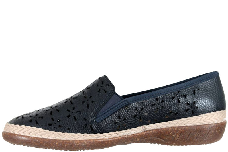 RIEKER LOAFERS I NAVY BLÅT GLAT SKIND