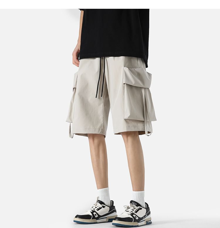 Cowpow - Mid Rise Plain Cargo Shorts