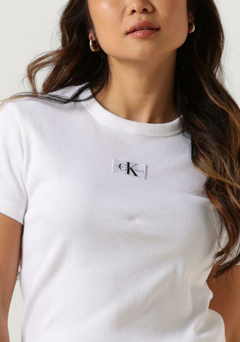 CALVIN KLEIN witte calvin klein t-shirt woven label rib regular tee