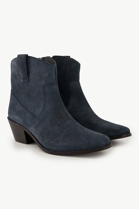 Leder-Stiefeletten, Veloursleder, Cowboystiefel, Weite H