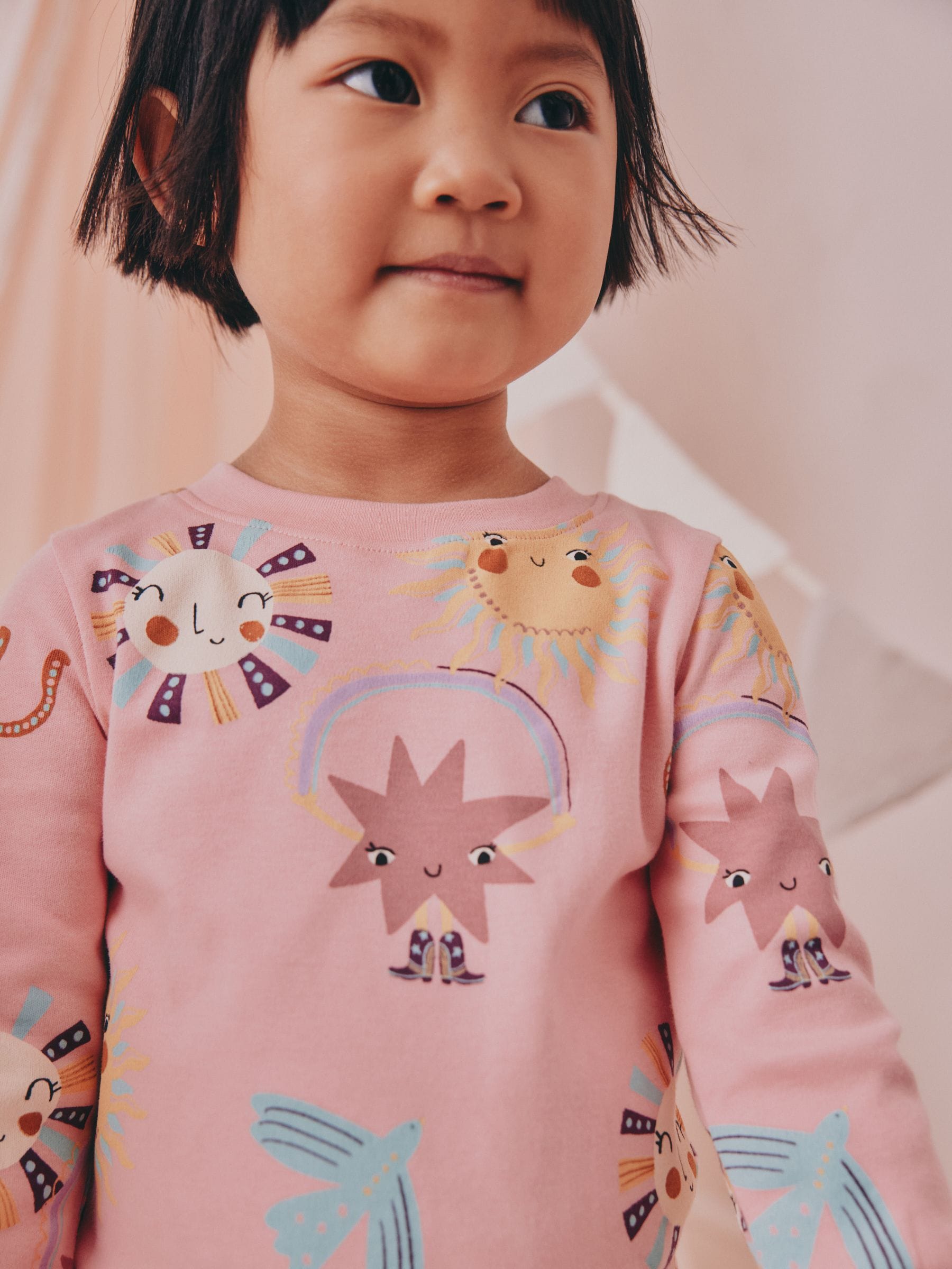 Roze/gele westernprint - Verpakking van 3 knusse pyjama's (9 mnd-12 jr)