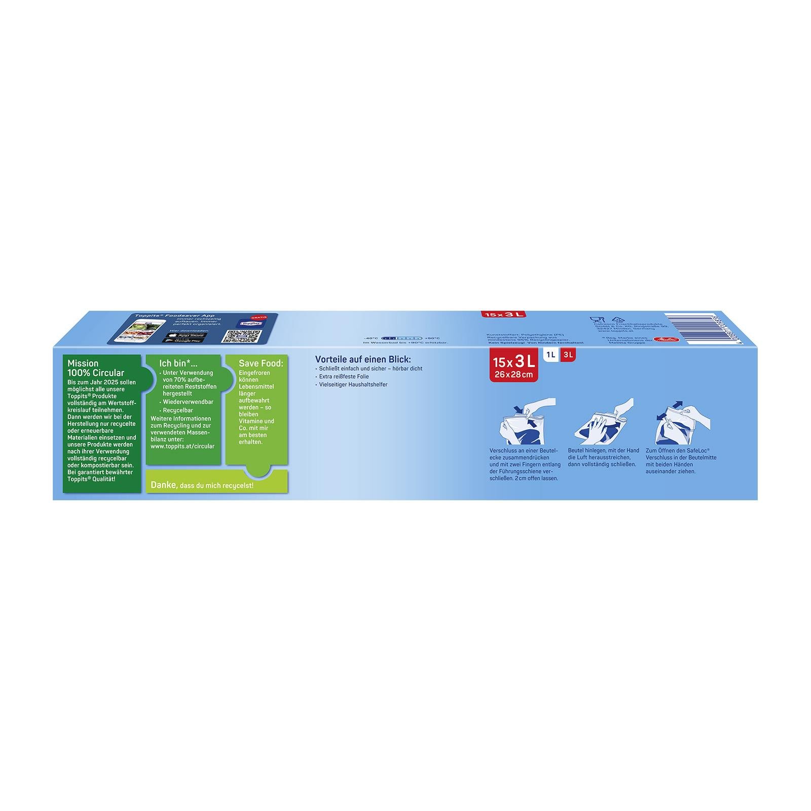Toppits Ruck-Zuck Gefrierbeutel 3L