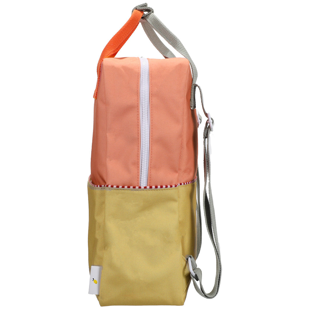 sticky lemon rugzak colourblocking - coral pink - reed green - 38 cm