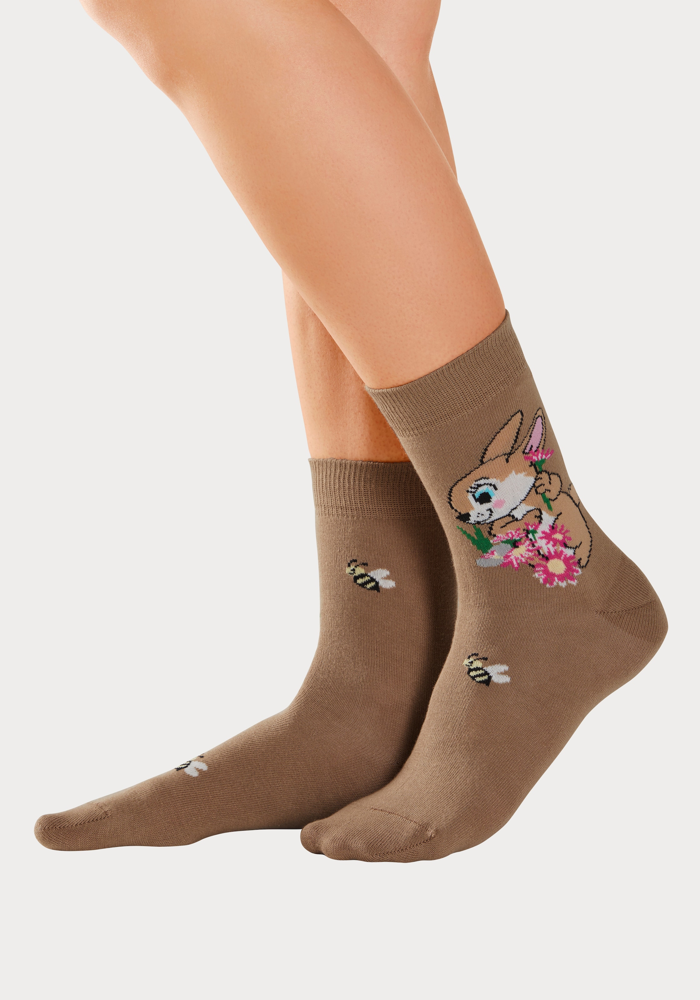 H.I.S Basicsocken Packung, 5 Paar tlg. mit Hasen Motiven