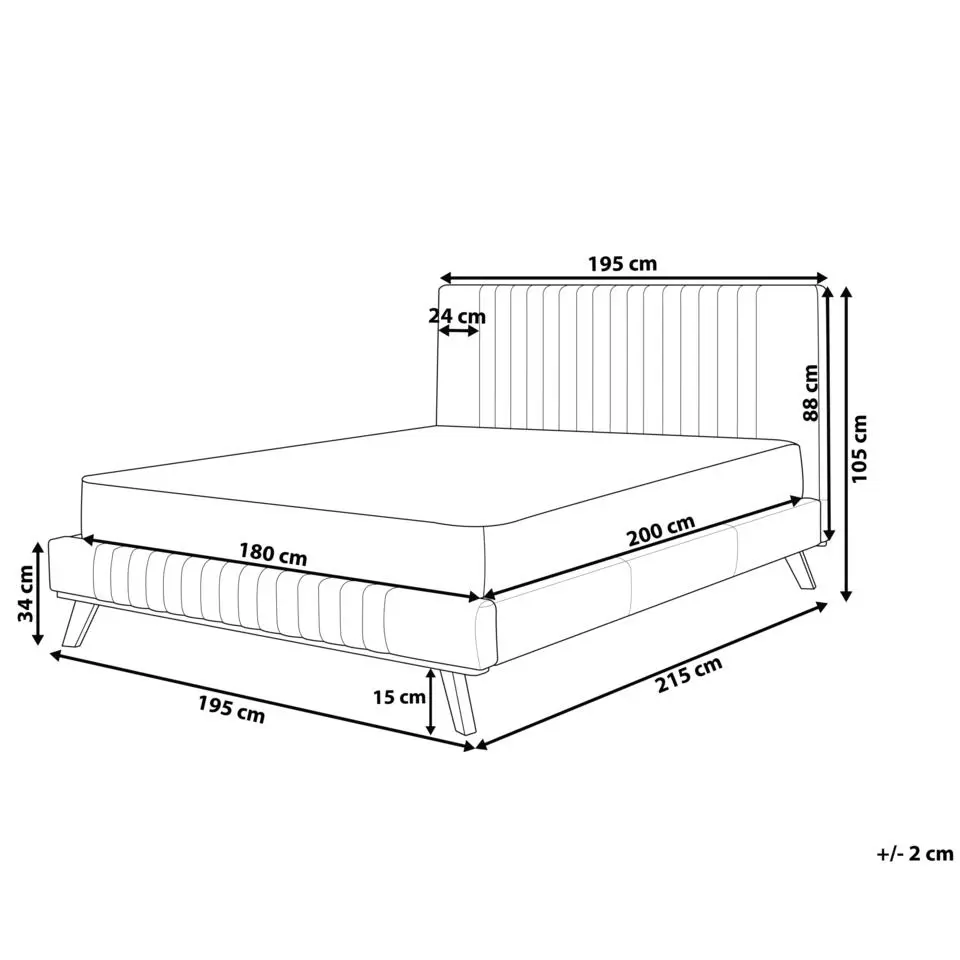 TALENCE - Tweepersoonsbed - Lichtgrijs - 180 x 200 cm - Chenille
