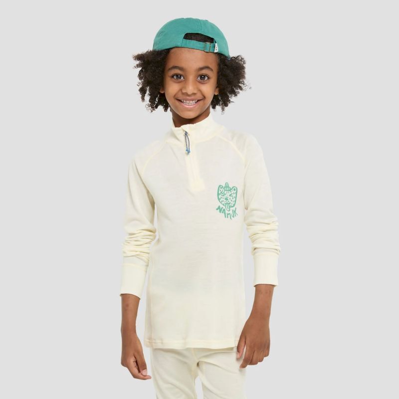 Honu Merino Half-Zip Longsleeve - Pull en laine mérinos enfant