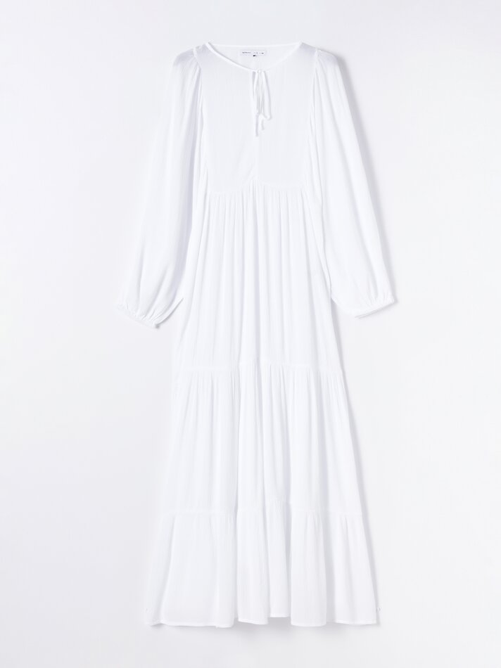 Vestido longo de chiffon - Branco