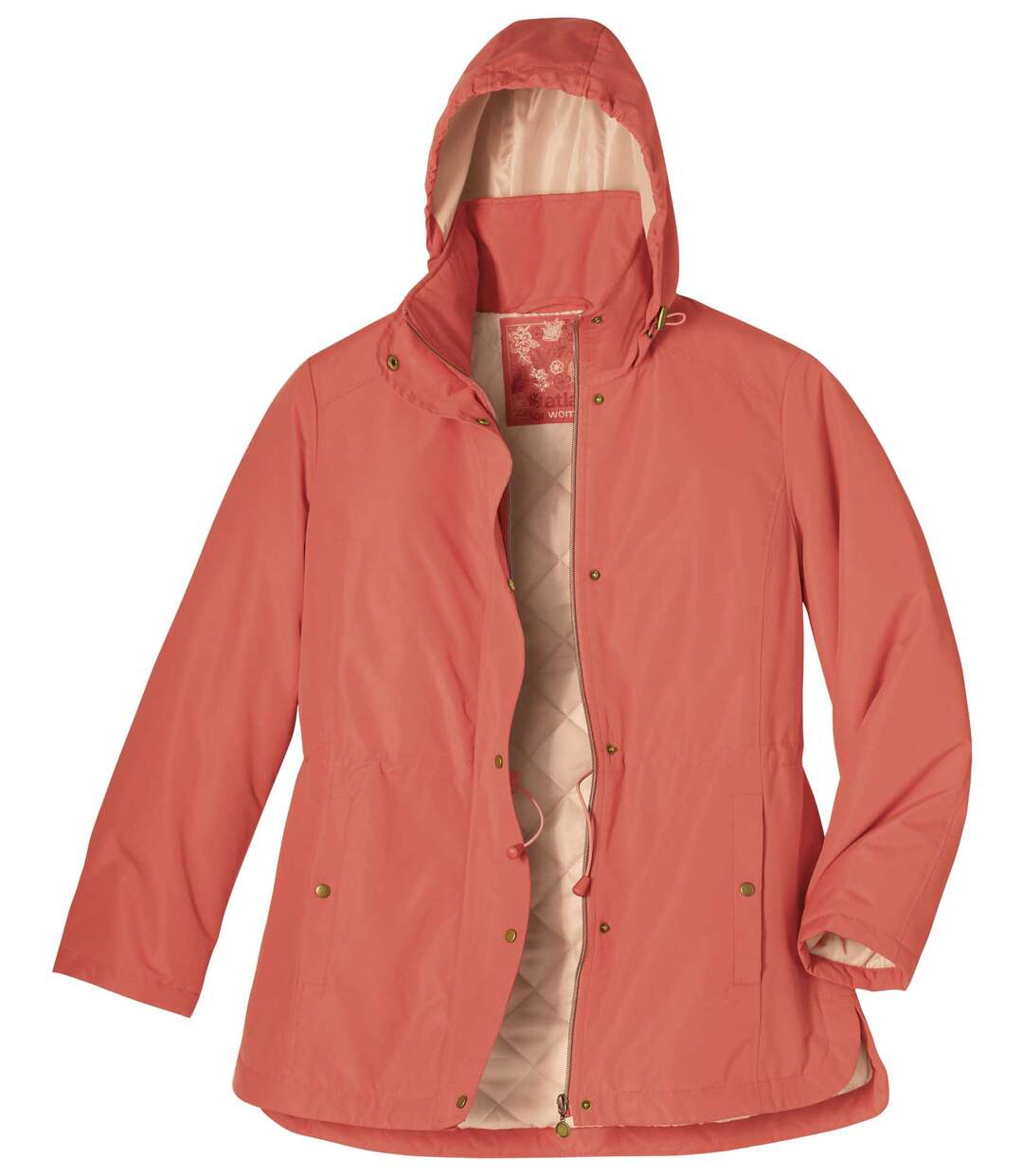 Parka Longue à Capuche Corail