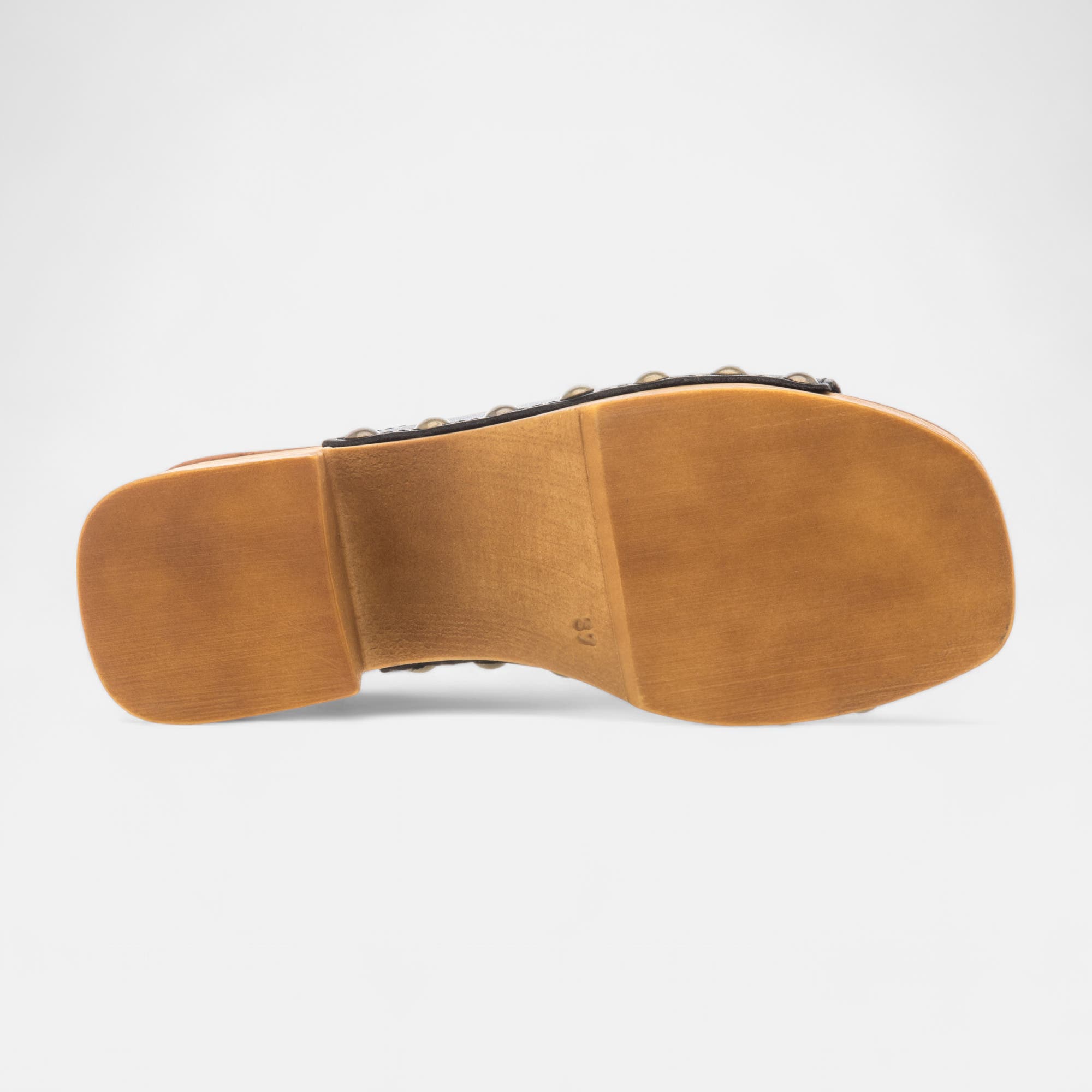 Chaussures semelle bois à talon Femme en cuir noir