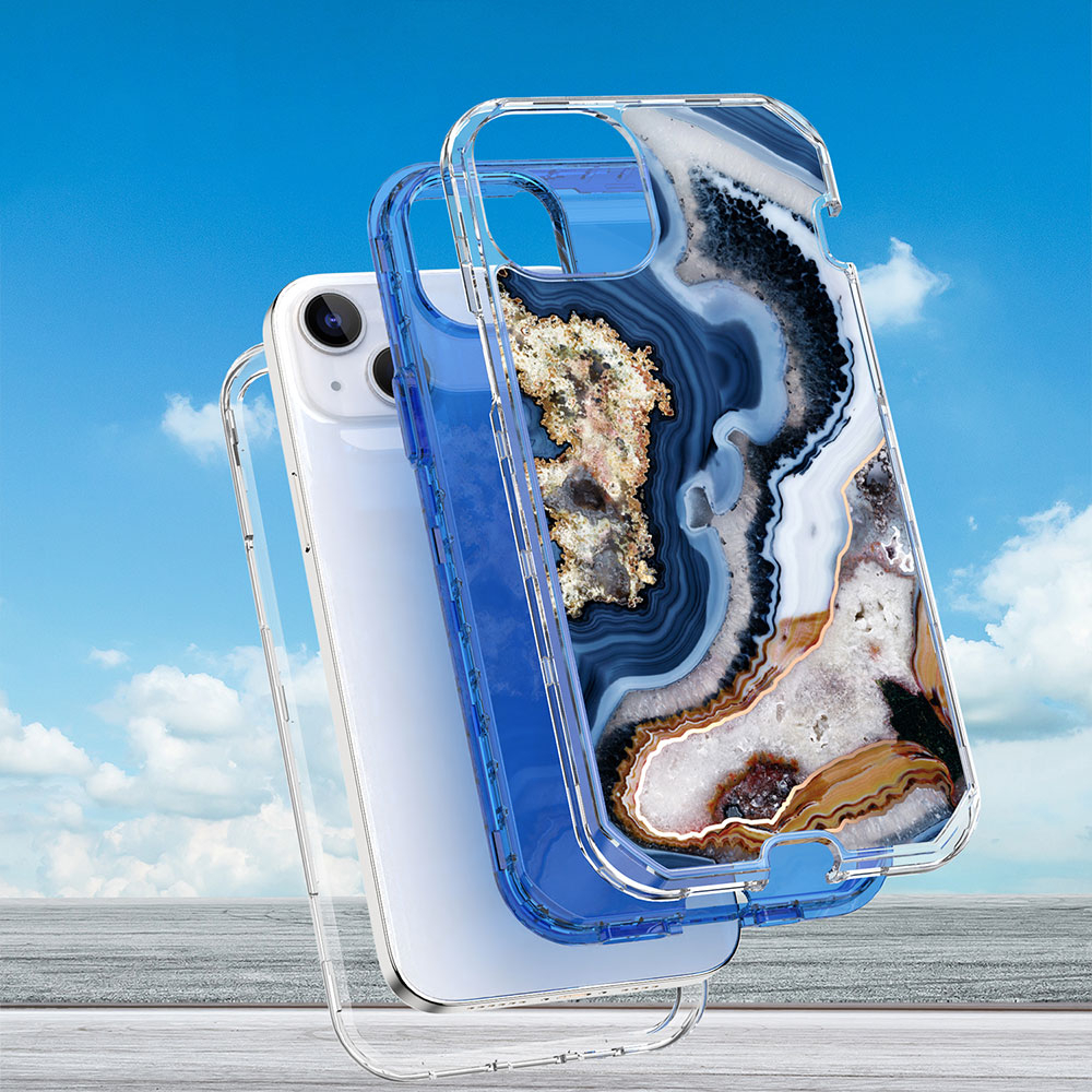 iPhone SE (2022/2020) / 8 / 7 Hybrid Hülle TPU Bumper mit Acryl Rückseite im Marble Marmor Design - Style 1