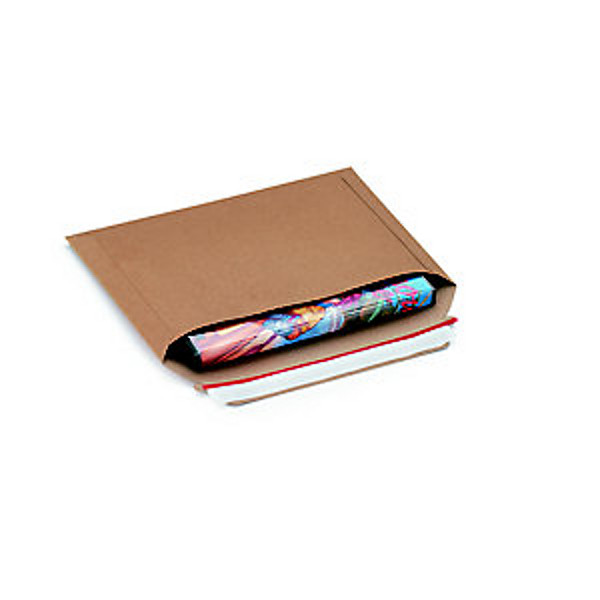 Pochette carton plat recyclée brune fermeture bande adhésive - l. Int .23,5 x H.18 cm - Lot de 100