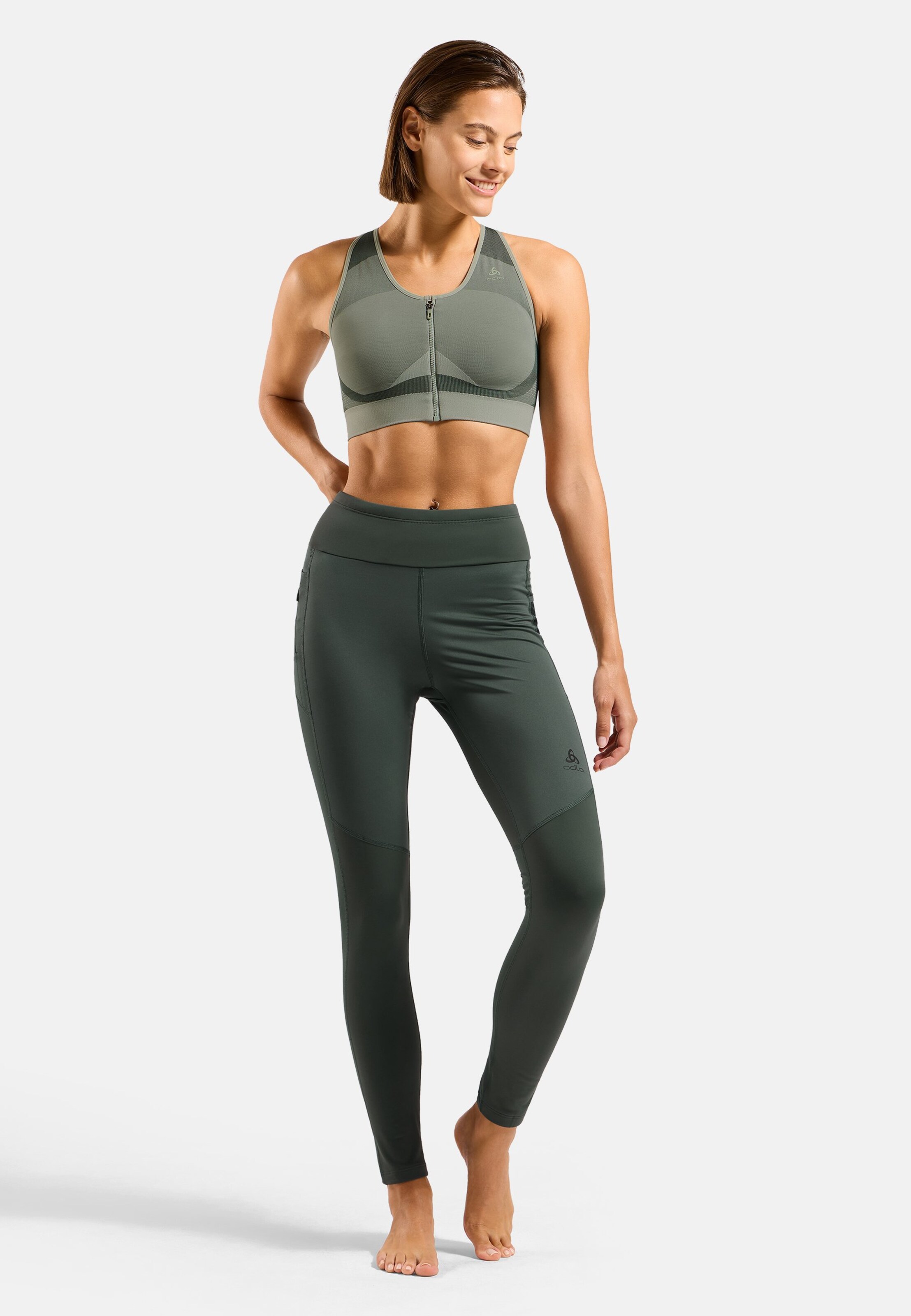 Seamless Sport-BH mit Reissverschluss und starkem Halt in urban chic - shadow